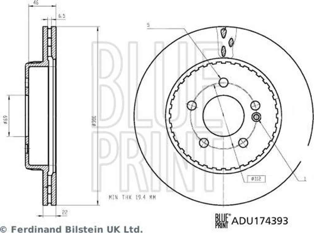 BLUE PRINT ADU174393 Bremsscheibe OE A0004231812 kompatibel mit C-Klasse, CLS, E-Klasse