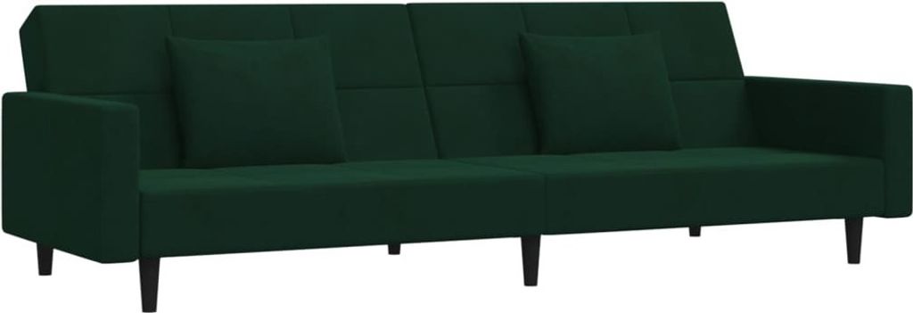 Schlafsofa 2-Sitzer mit 2 Kissen Dunkelgrün Samt Produktbild 