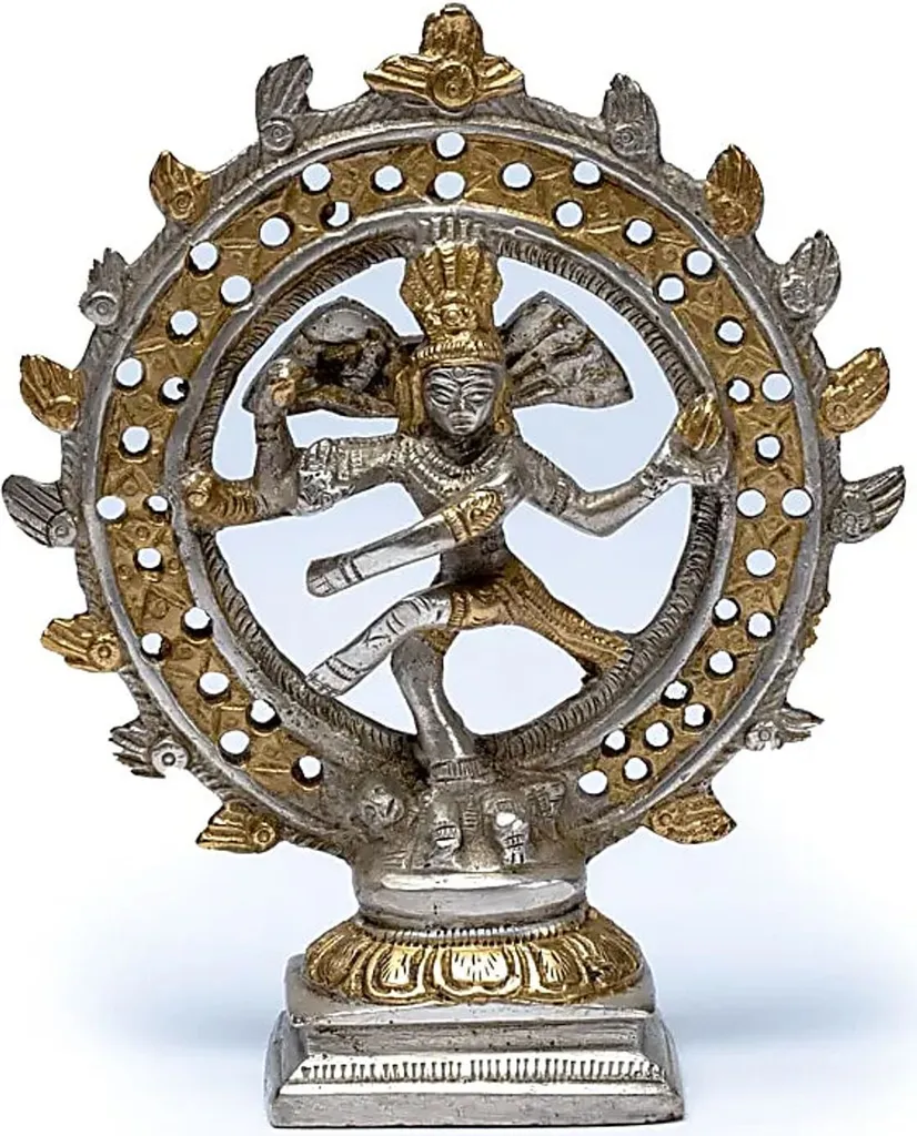 Statue Shiva Nataraj Double Anneau Laiton Bicolore - 15 cm - 436 G