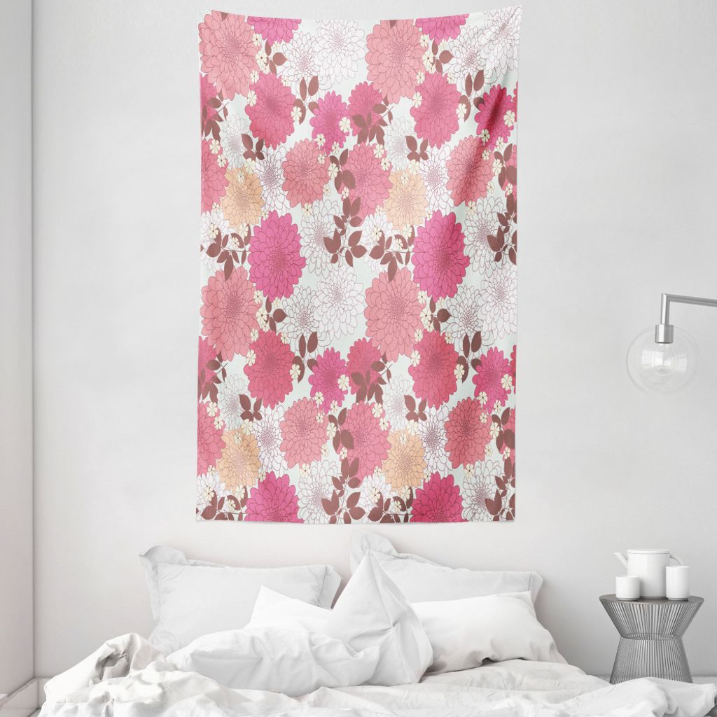 ABAKUHAUS Blumen Wandteppich und Tagesdecke, Bloom Bouquet Romantik aus Weiches Mikrofaser Stoff Waschbar ohne Verblassen Digitaldruck, 140 x 230 c...