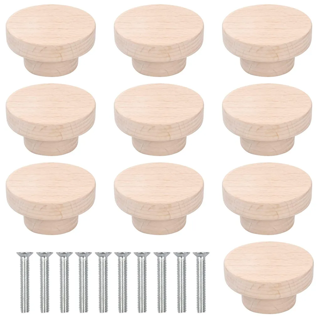 Boutons en Bois pour Rénovation de Meuble et Cuisine - Lot de 10 Pièces