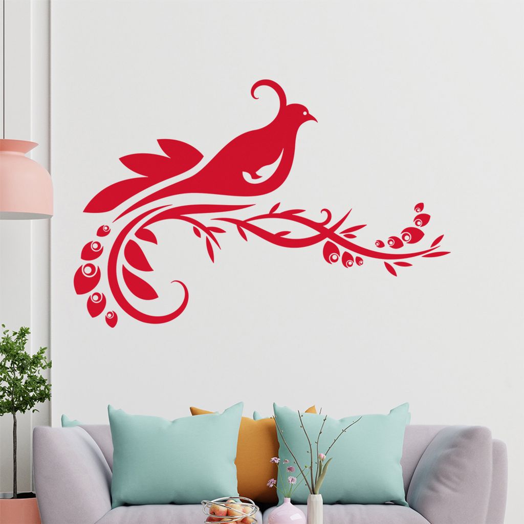 Vogel Ranke Blüte Wandtattoo in 6 Größen - Wandaufkleber Wall Sticker - Dekoration, Küche, Wohnzimmer, Schlafzimmer, Badezimmer