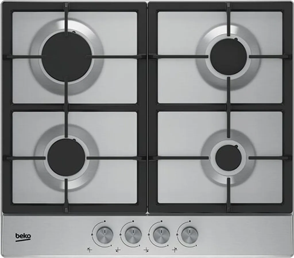 Table de Cuisson Gaz Beko 60cm Inox Idéale pour Cuisine Familiale 4 Feux