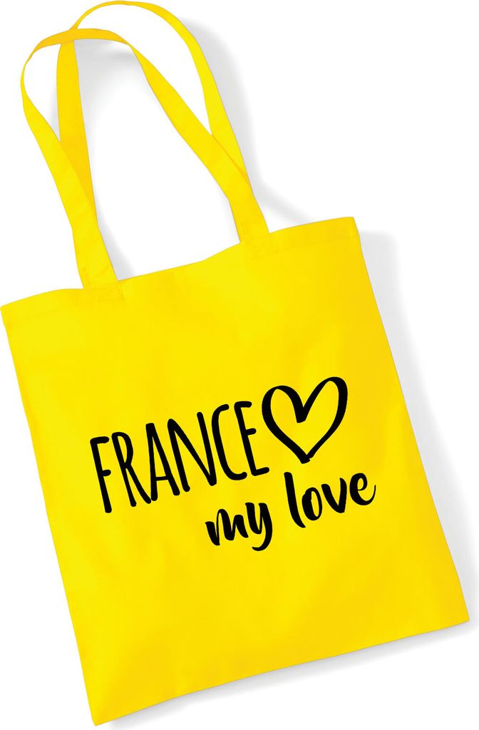 Huuraa Jutebeutel France my love 10 Liter Yellow Baumwolle Tasche Geschenkidee