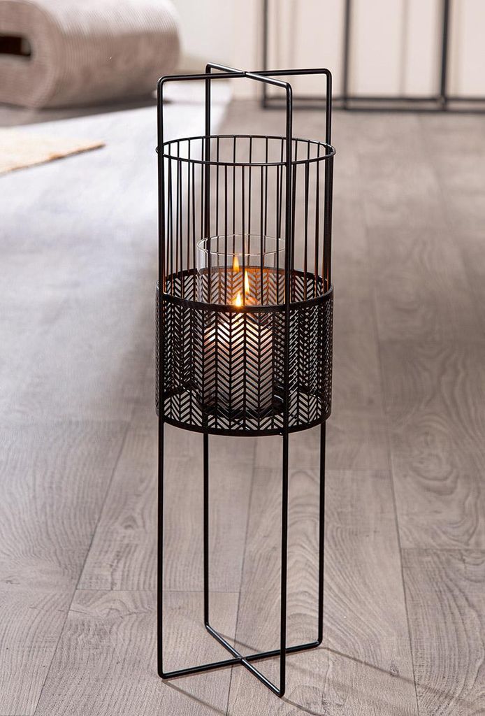 Gilde Windlicht, Revel, Metall, schwarz, VE 2, D. 20 cm Produktbild 