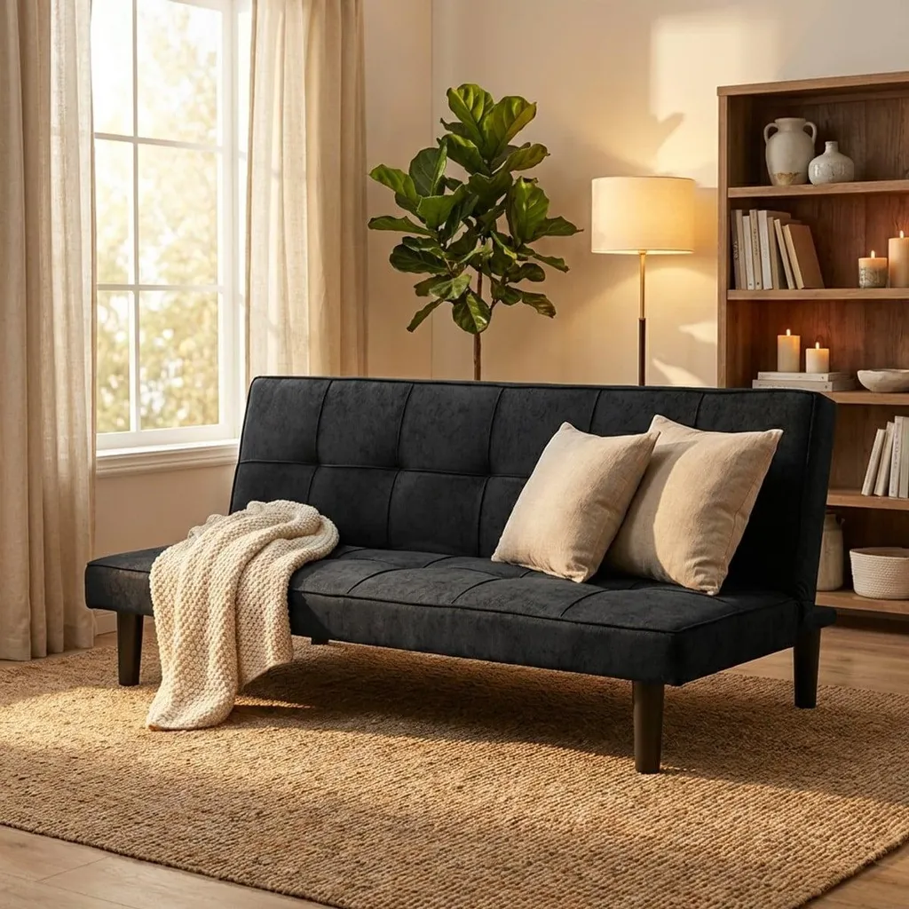 Canapé lit design Giada Dark en tissu avec structure robuste 2 places - 2