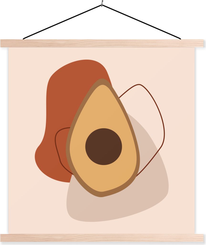 MuchoWow Textilposter Sommer - Avocado - Pastell 40x40 cm mit holzfarbenen Rahmen - Posterleiste