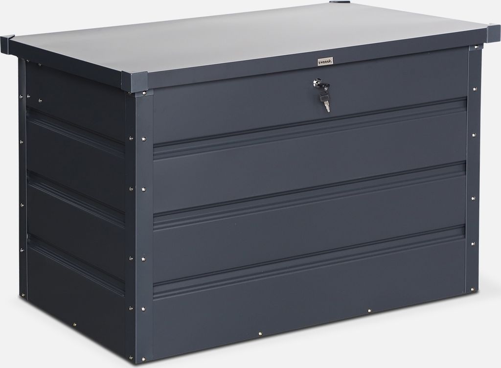 sweeek - Gartentruhe aus Metall 285 L - Anthrazit