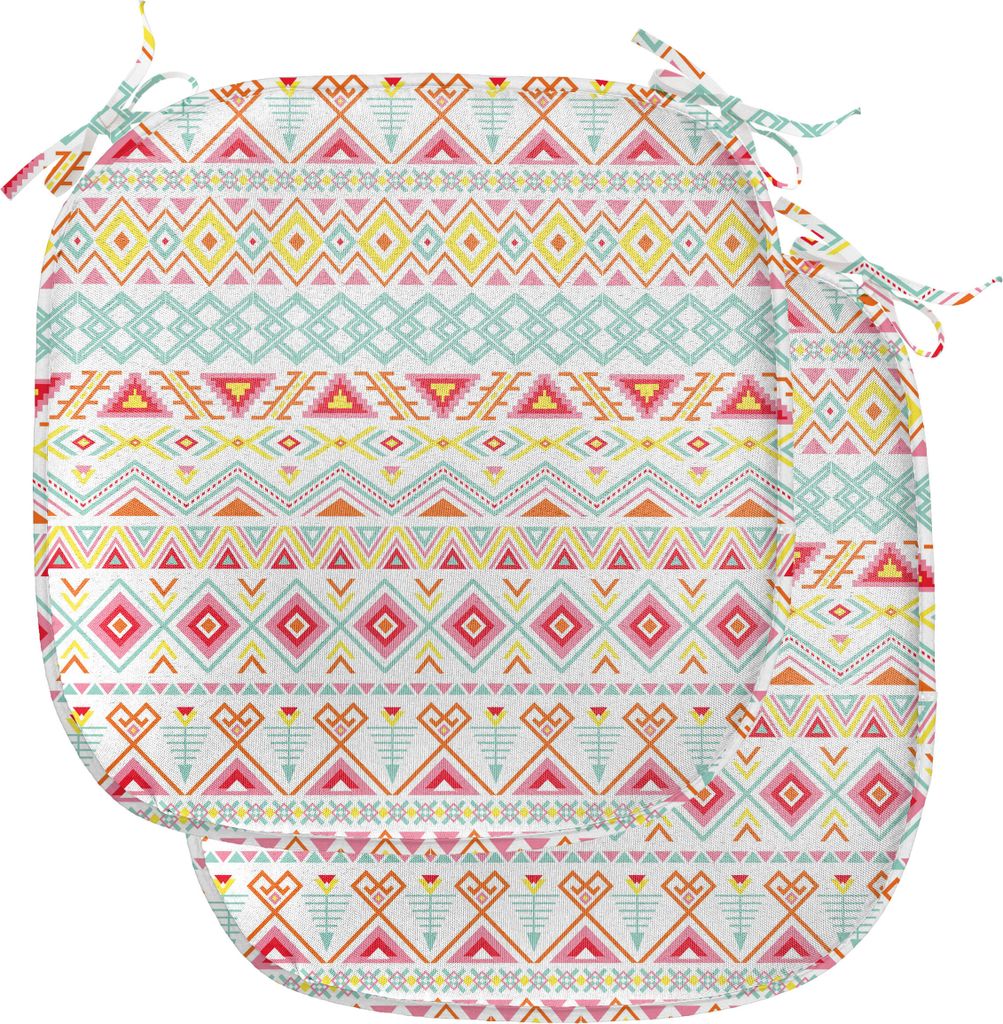 ABAKUHAUS Stammes Polster für Esszimmerstühle, Native Style Aztec Kunst, Dekoratives wasserfestes Kissen mit Riemen für Küchensitze, 40 cm x 40...