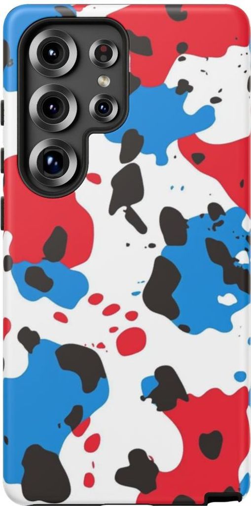 Abstraktes Rot-Blau-Fleckenmuster – Hülle Kompatibel mit Galaxy S25 Ultra