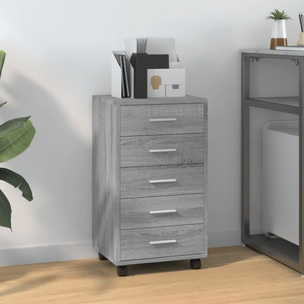 Cassettiera SYFAX™ Grigio Sonoma Legno Multistrato Ruote Salvaspazio Casa - 2