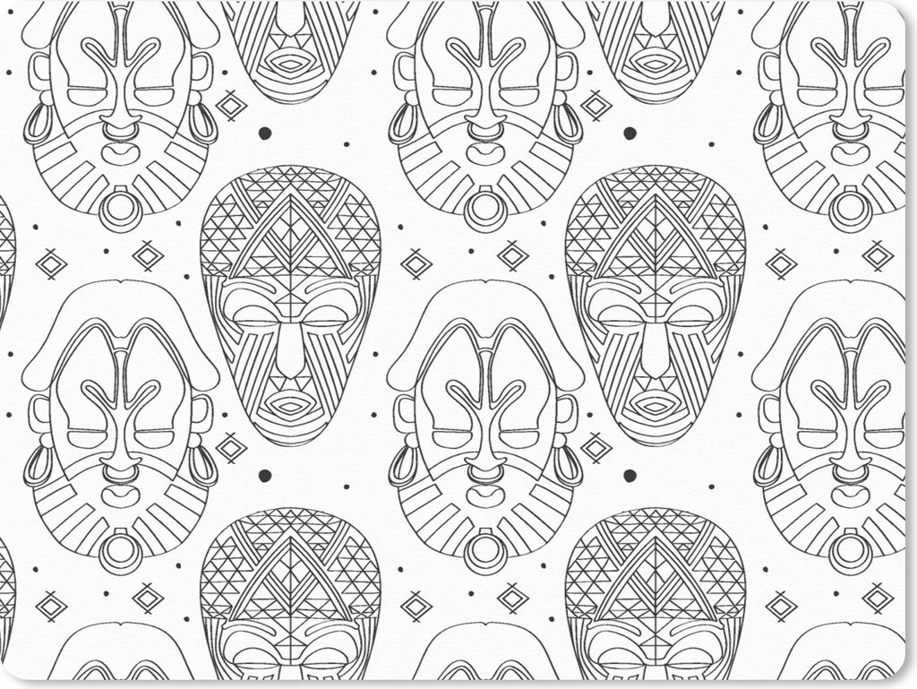 MuchoWow Mauspad Mousepad Muster - Masken - Südamerika 40x30 cm - Mousepads - Maus Mat - Pad - Mausunterlage - Anti Rutsch