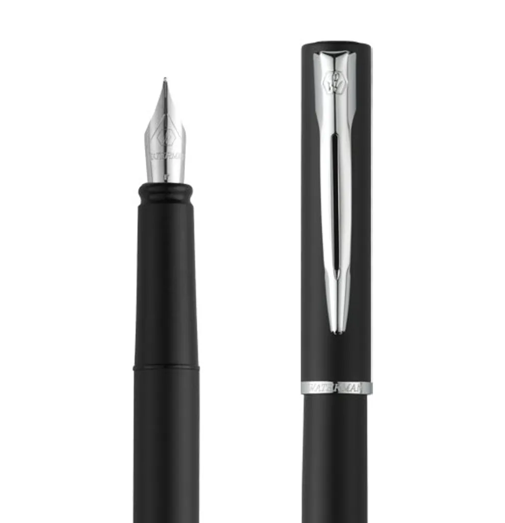 Waterman Allure Stylo Plume Noir Mat Attributs Chromés Pointe Fine
