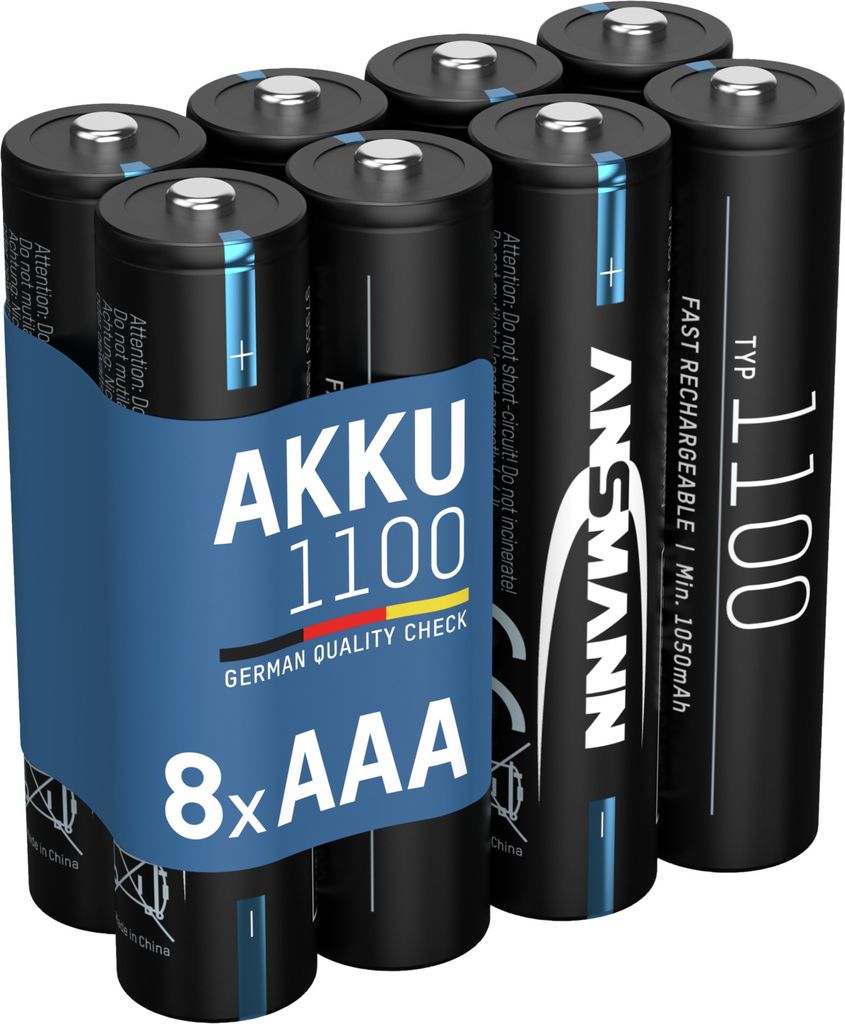 ANSMANN Akku Micro AAA 1050 mAh 1,2V Ni-MH, 8 Stück