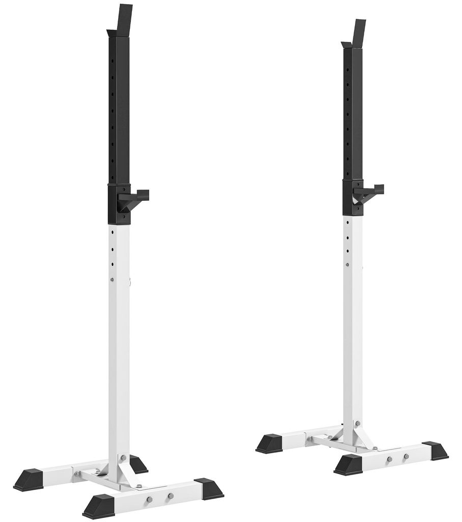 Hantelständer, 2er-Set, bis 150 kg belastbar, höhenverstellbar, Stahl, weiß+schwarz, 52 x 48 x 160 cm