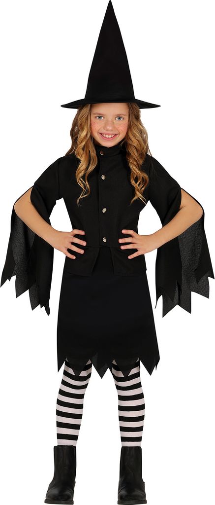 Hexe Kostüm Halloween Zauberin Magisches Kinderoutfit Mit Keckem Hut Und Faszinierendem Gewand Ideal Für Kleine Gruselfans Schwarzer Kontrast Mys...