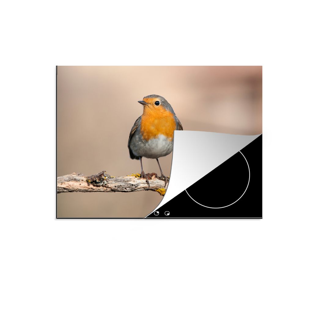 KitchenYeah Herdabdeckplatte Rotkehlchen - Vogel - Zweig - Tiere , 77x59cm, Küche Deko, Glaskeramikkochfeld Herdabdeckung, Abdeckplatte fùr Koc...