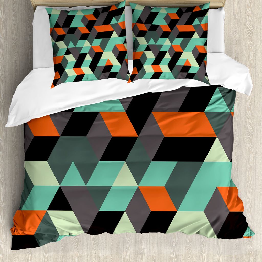 ABAKUHAUS Modern Bettbezug, Modernes Design Bild, Milbensicher Allergiker geeignet mit Kissenbezügen, 200 cm x 200 cm - 80 x 80 cm, Mehrfarbig