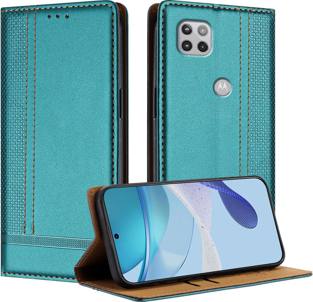 Handyhülle für Motorola Moto G 5G (2020) Leder Flip Klappbare Schutzhülle mit Standfunktion Grün
