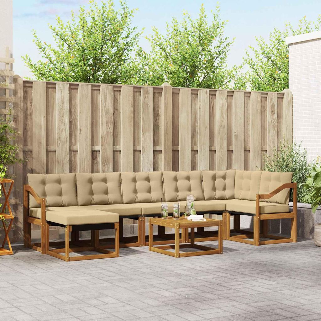 Outdoor-Sofagarnitur mit Kissen (8 pcs)- CLORIS - Natur und Beige - Gartensofas C446