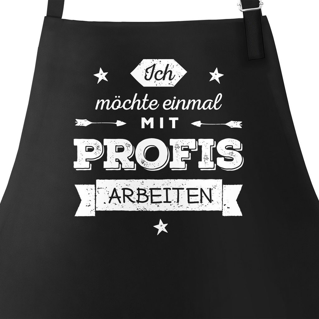 lustige Grill-Schürze für Männer mit Spruch Ich möchte einmal mit Profis arbeiten Moonworks schwarz unisize