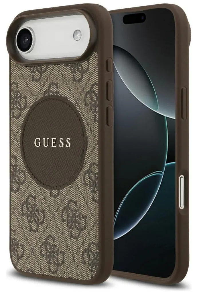 Coque iPhone MagSafe Guess Bronze Cuir Idéale pour Recharge sans Fil