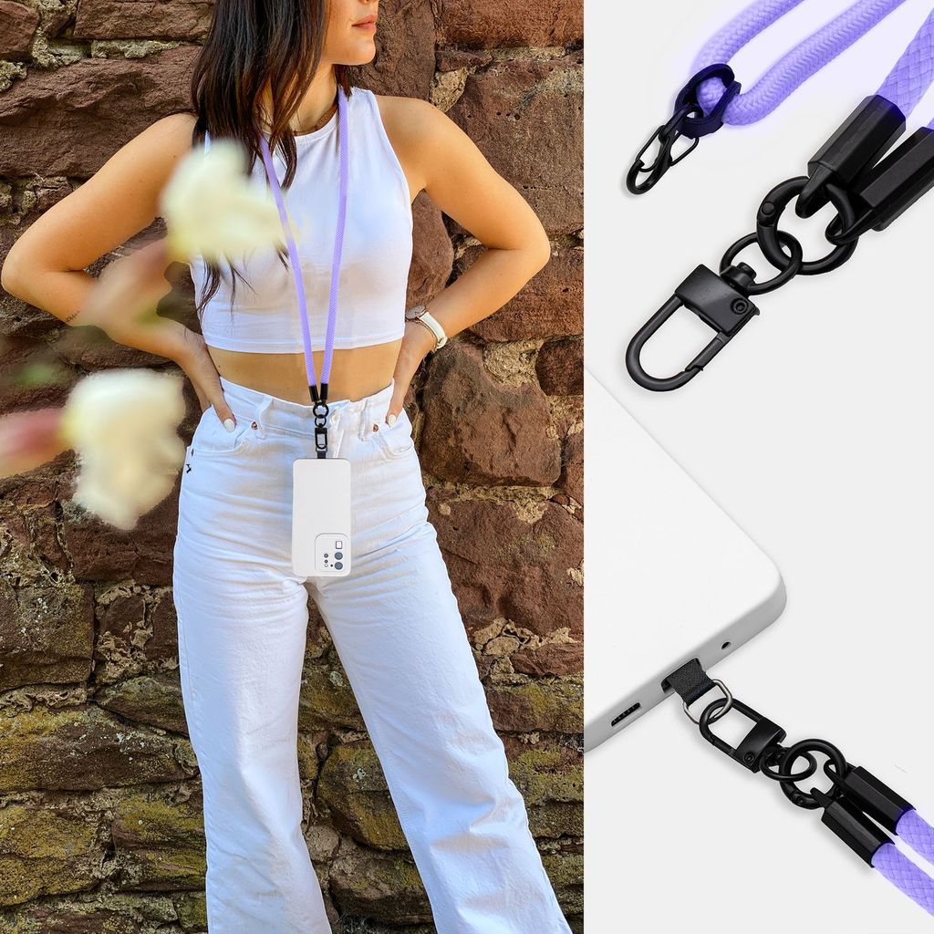 Cadorabo Handykette für OnePlus 10T / ACE PRO in LILA - Handy Hülle mit Verstellbaren Band Kordel zum Umhängen