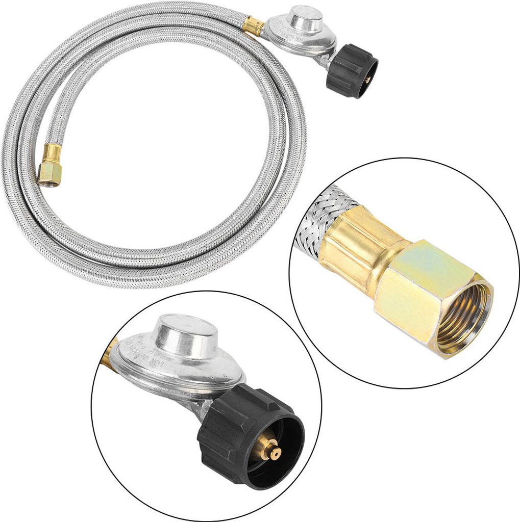 6ft Edelstahl Geflochtene Rohr Propan Regler Gas Ofen Niederdruck Ventil Armaturen