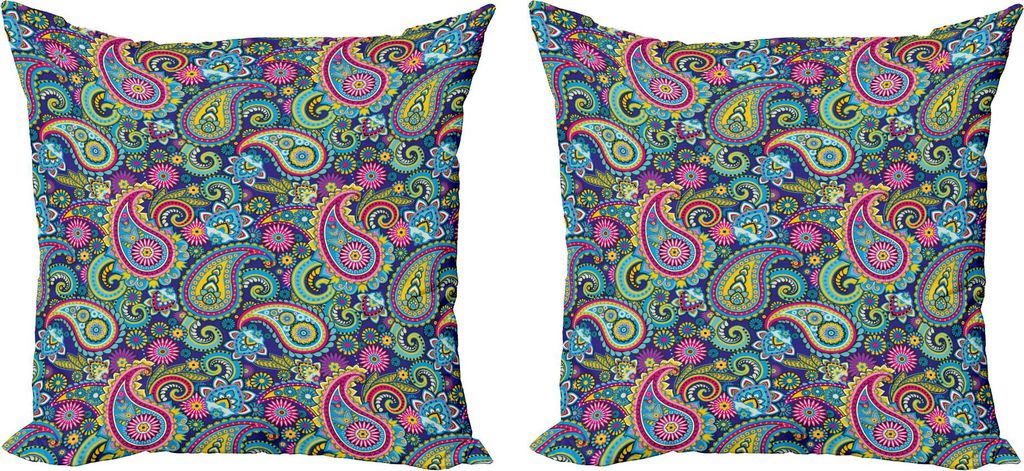 ABAKUHAUS Navy und Blush Kissenbezug Set (2Stück), Altmodische orientalische florale Paisley Motiv Vintage orientalische Elemente, 50 x 50 cm, Bla...