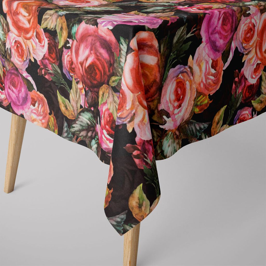 Tischdecke Rosetta Rosen schwarz div. Größen Größe 130x260cm