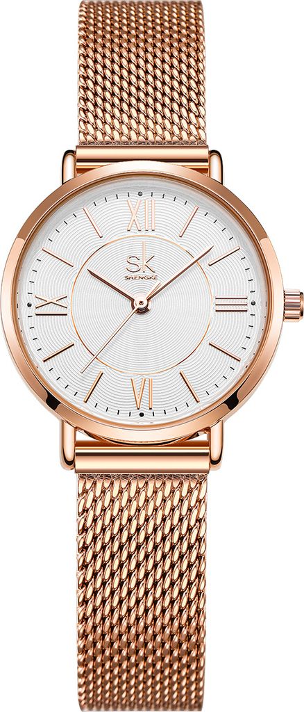 Alienwork Armbanduhr Damen Roségold Metall Mesh Armband Produktbild 