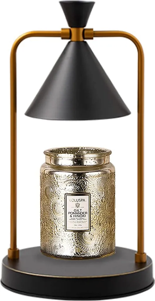 Lampe à cire parfumée à intensité variable avec veilleuse noire