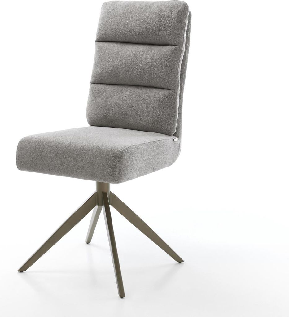DELIFE Drehstuhl Pela-Flex Strukturstoff Soft Grau Kreuzgestell breit Effektfinish Titan 360° drehbar Wippfunktion Taschenfederkern