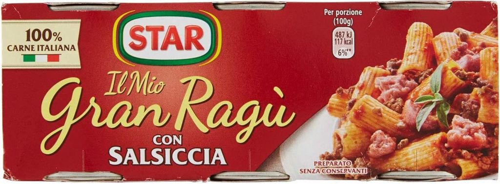 6x Il Mio Gran Ragù Star con Salsiccia tomatensauce sauce mit italienischer Wurst Tomatensuppe Pastasauce 3x100g