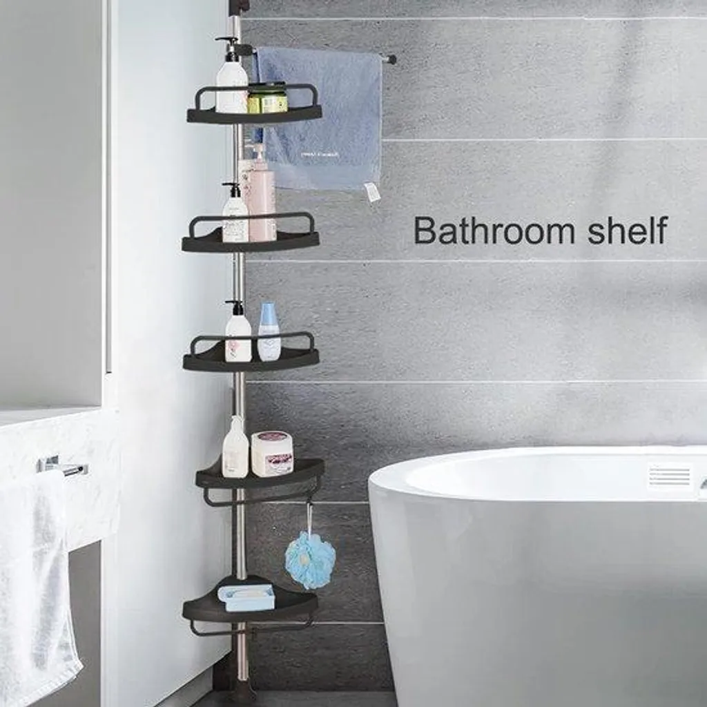 Porte-savon métallique réglable noir à 5 compartiments pour douche