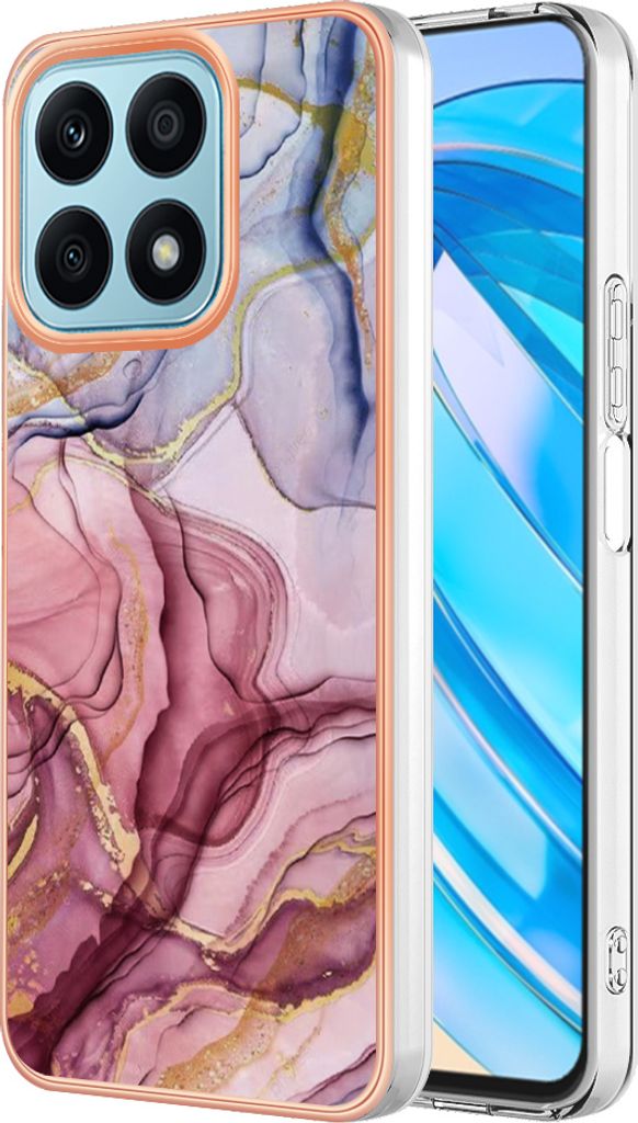 Honor X8A Hülle, Muster TPU Silikon Stoßdämpfer Bumper Schutzhülle für Honor X8A Rosa