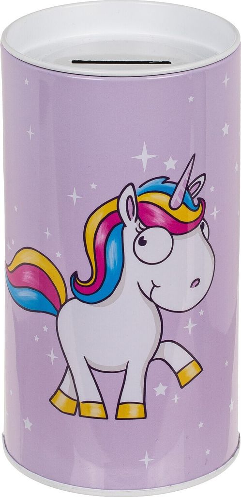 Metall Spardose Comic Einhorn 15,5·8cm abnehmbarer Deckel Produktbild 