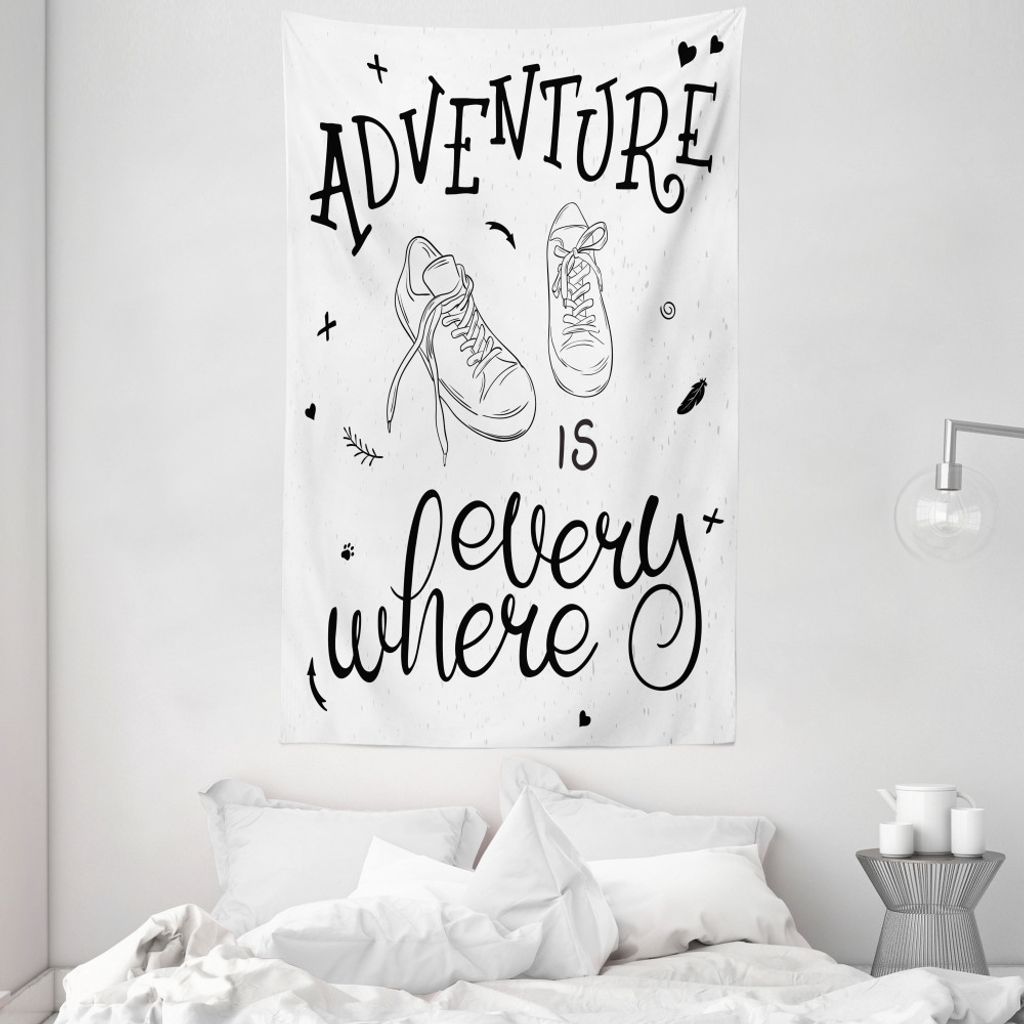 ABAKUHAUS Abenteuer Wandteppich und Tagesdecke, Turnschuhe Wandern Woods aus Weiches Mikrofaser Stoff Waschbar ohne Verblassen Digitaldruck, 140 x ...