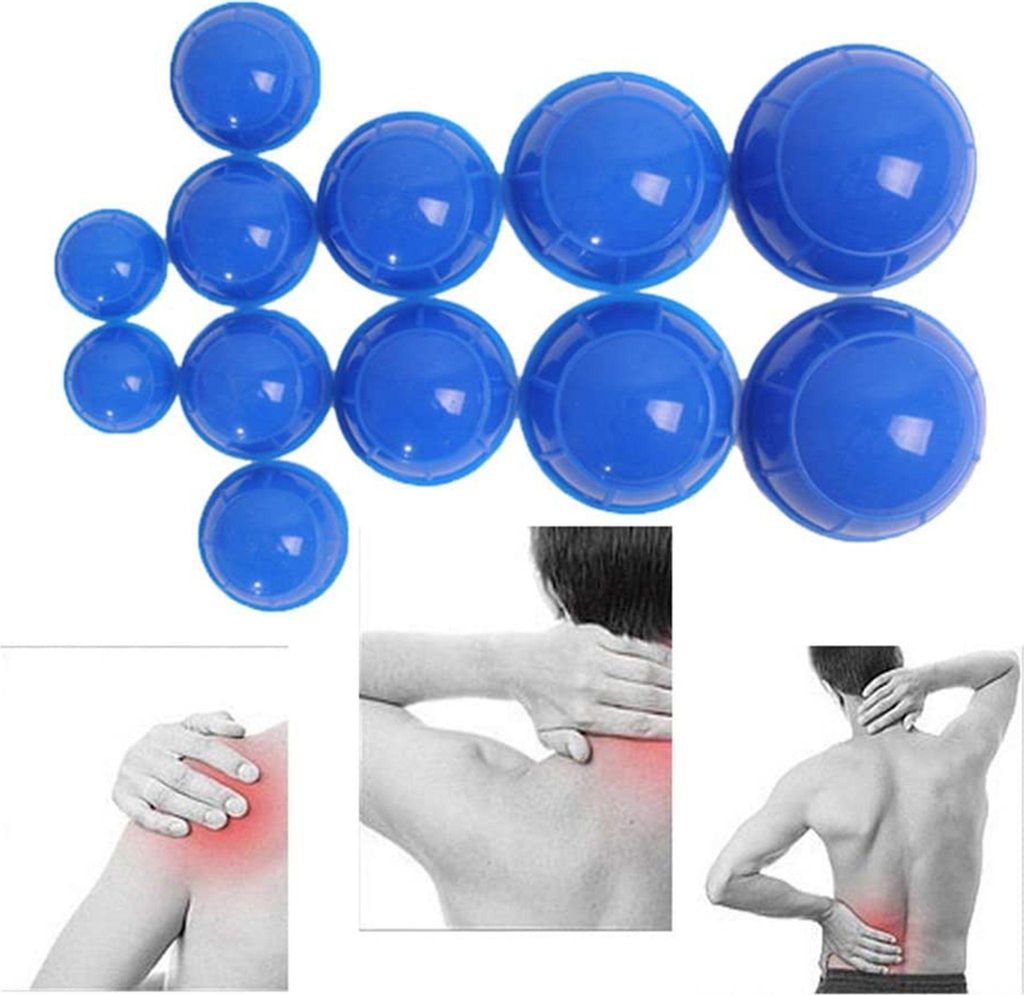 Schröpfglas Silikon Schröpfen, 12 Stück Anti Cellulite Cup, Silikon Schröpfen Set Schröpfgläser Vacuum Cup Körper/Gesicht Anti-Cellulite-Vak...