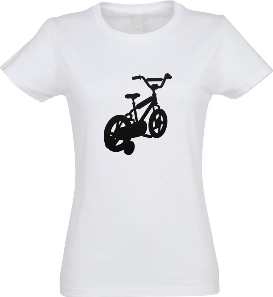 Kiwistar - T-Shirt tailliert - Damen - Weiss - Fahrrad Stützräder - mit Motiv Bedruckt - Funshirt Design - Sport - Freizeit - Damen - XXL