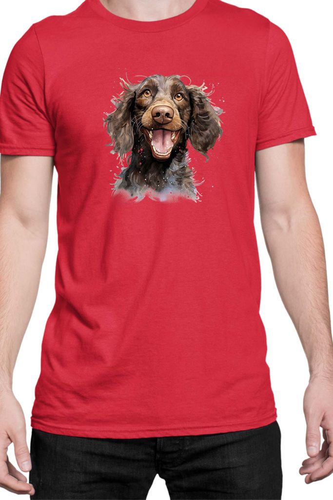 Herren T-Shirt Funny Dogs Breeds American Water Spaniel Dog Breed 010, Man L / Rot