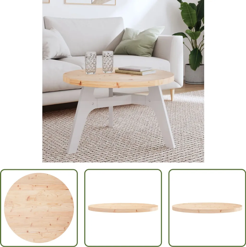 Piano Tavolo Rotondo 70x3 cm Legno Pino Massiccio - Fai da Te Rustico