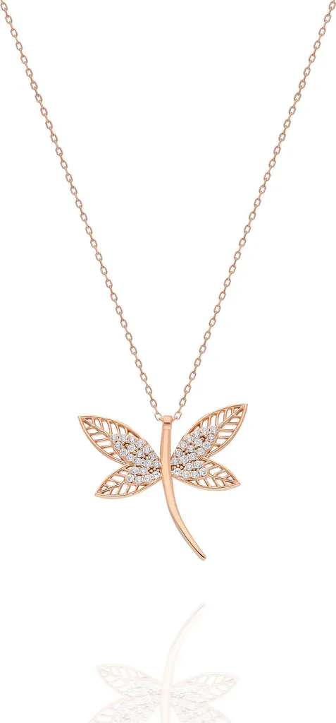 Collier en argent sterling 925 pendentif libellule et pierres zircone
