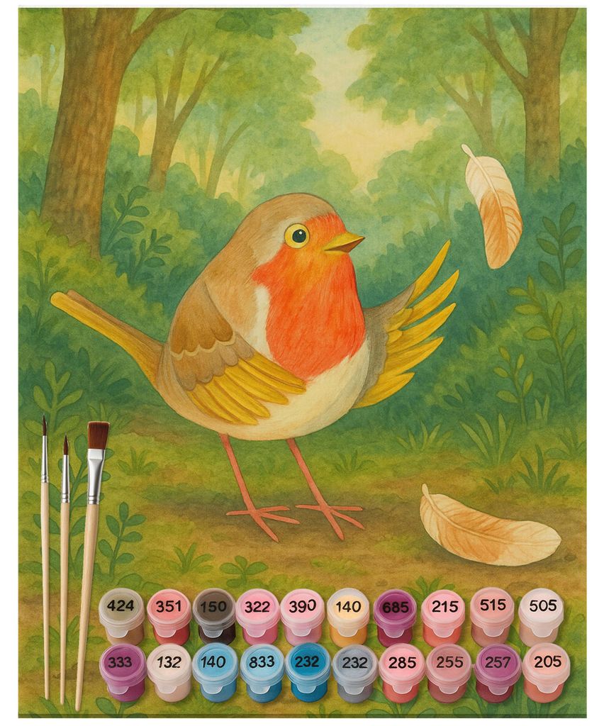 Mr. & Mrs. Panda Malen nach Zahlen Rotkehlchen Federn Design 40 x 50 cm Ohne Rahmen - Weiß - Geschenk, Zahlenbild, mit, Motivation Sprüche, Motiv...