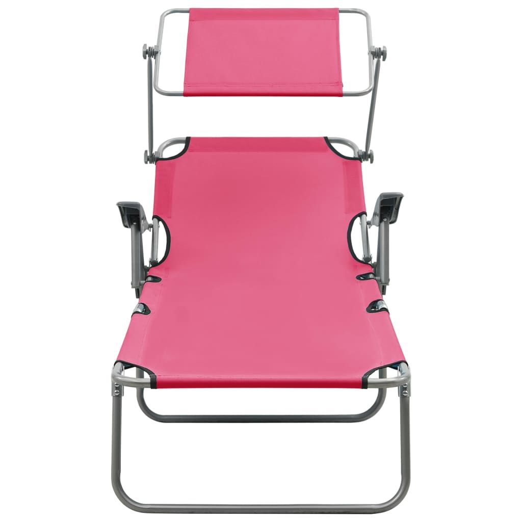 Lettino con tettuccio parasole in acciaio rosa Immagine del prodotto 