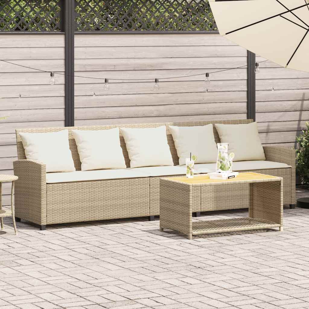 Maison Exclusive - Gartensofa 5-Sitzer mit Kissen Beige Poly Rattan