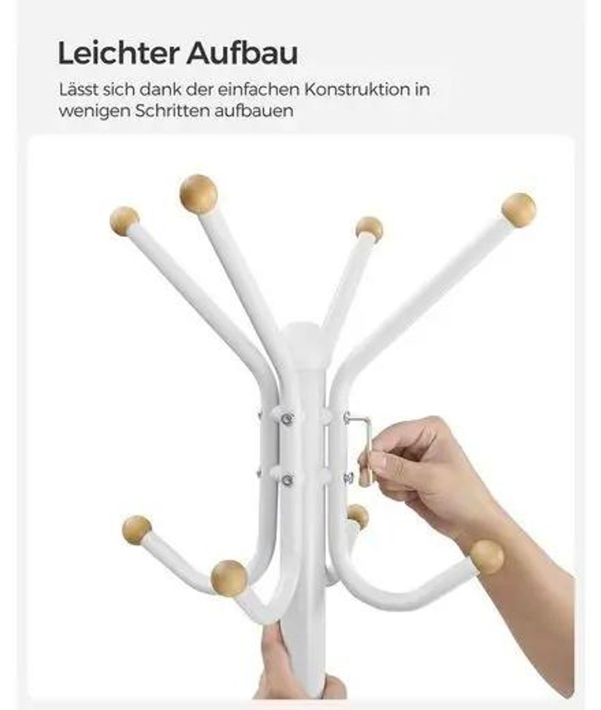 Kleiderständer - Standgarderobe - Metall - 55 x 55 x 180 cm - Zum Zusammenbauen - Weiß
