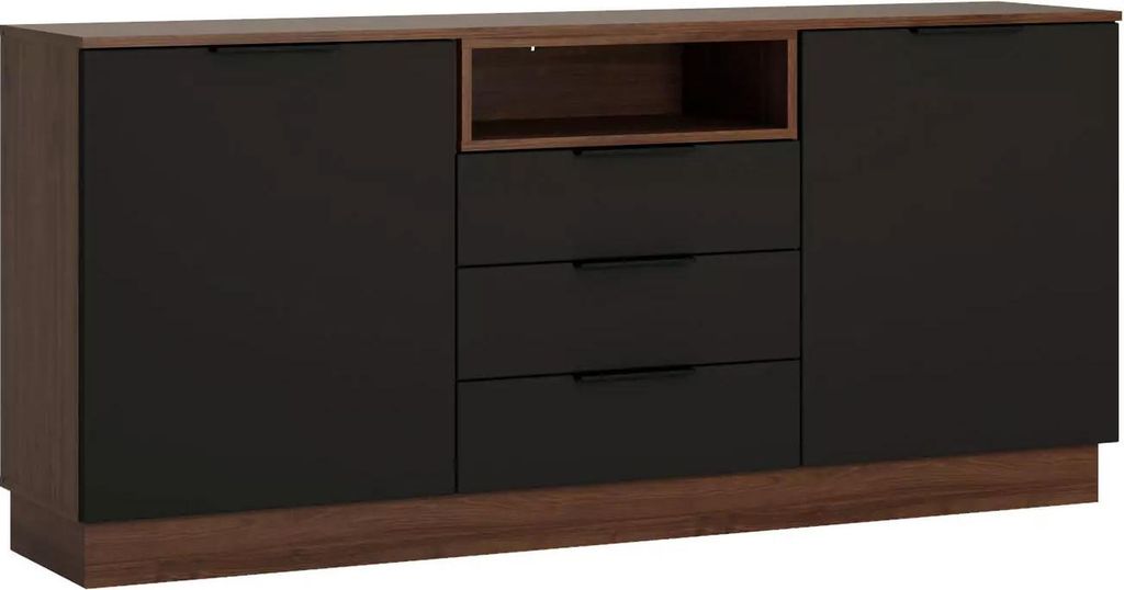 Buffet Alicante Commode 180x35x83cm noyer gris noir Image du produit 