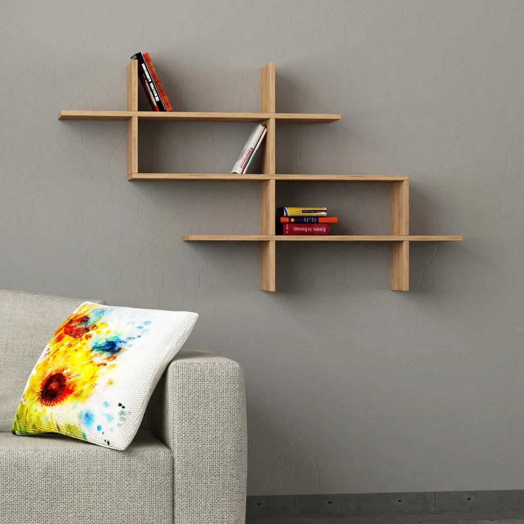 Skye Decor Halic Étagère à Livres en Chêne, Bibliothèque 150x82x22 cm