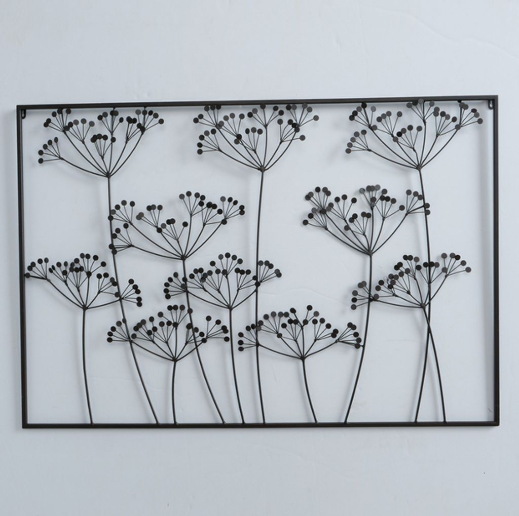 Wandobjekt Wiesenblumen Schwarz Metall 75x110 cm Deko Produktbild 